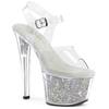 Pleaser - SKY308RSI Sandale à bride à la cheville, Pole dance chaussures - Transparent/Couleur argent Product image